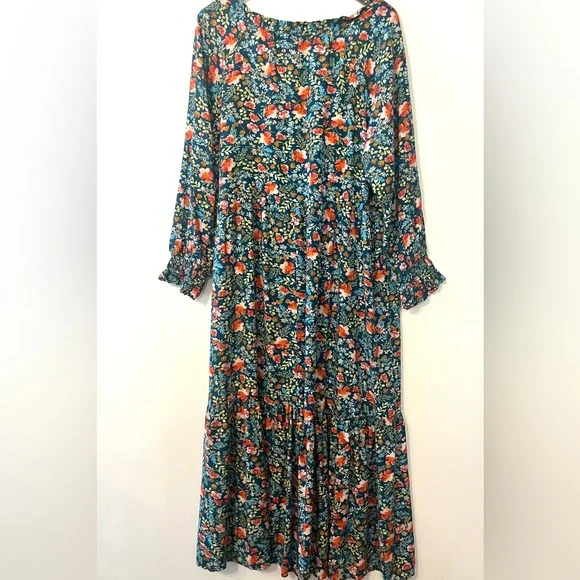 Natural Life Boho Floral Maxi Dress  XL teal Cottagecore Festival Romantic - Picture 7 of 7